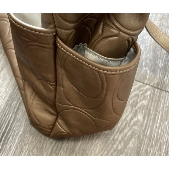 Vintage Coach Gallery Embossed Leather Women’s Tote F20742 Brass Copper Brown - Picture 13 of 14